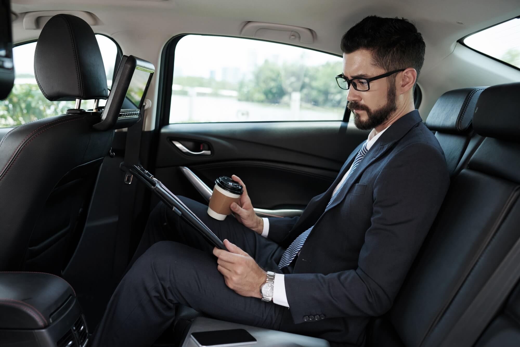 Businessman in car